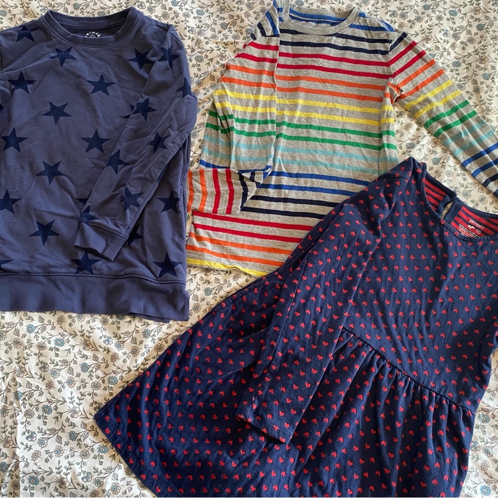 Primary Lot: Dress, Long Sleeve Shirt, Sweatshirt Size 10